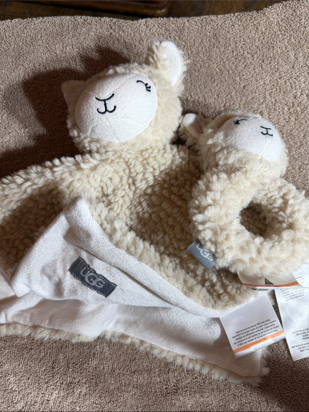 UGG Cream Plush Llama Lovey with Rattle